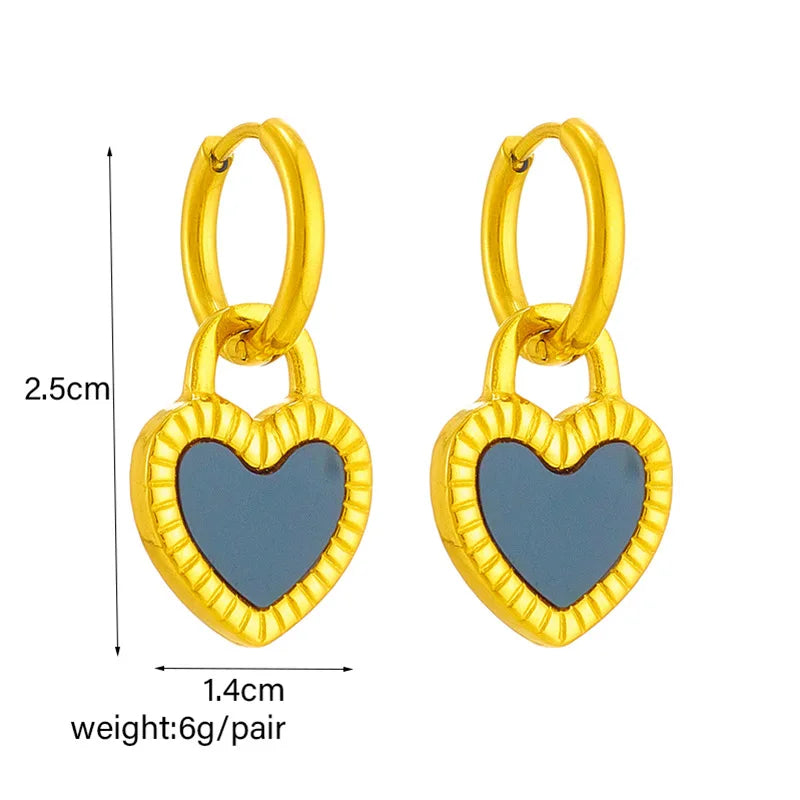 Gold Black Heart Necklace & Earrings Jewellery Set | Dark Romance Fashion Set
