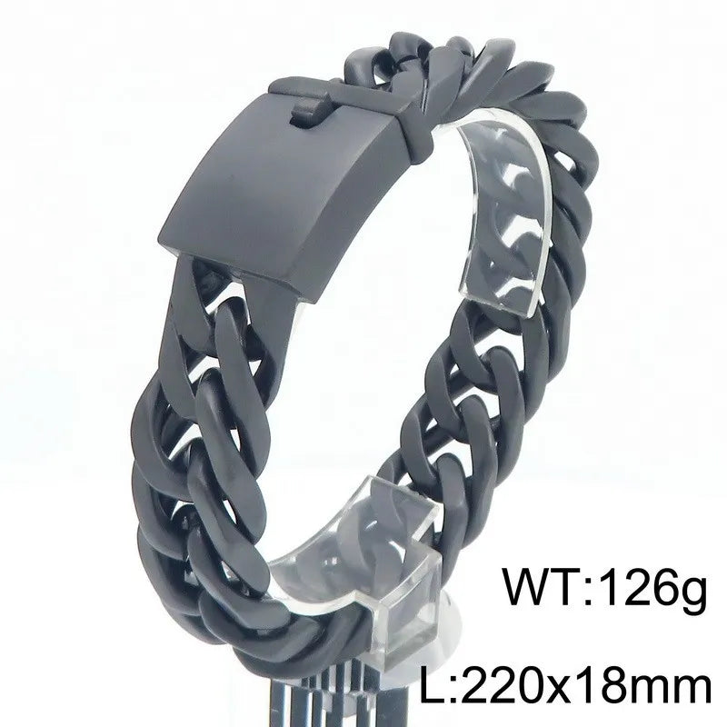 KALEN Trendy Fine Jewelry Fashion Bracelets Mens Stainless Steel Cuban Link Bracelet Bangle
