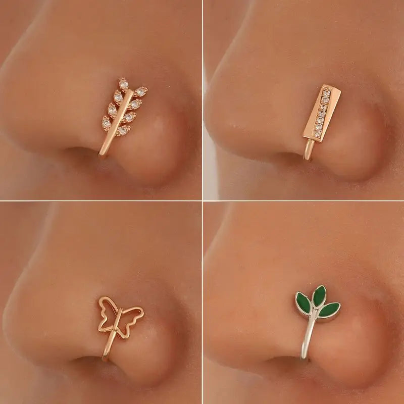S&S Letter Zircon Non-Piercing Nose Clip Stud | A–Z | Gold & Silver