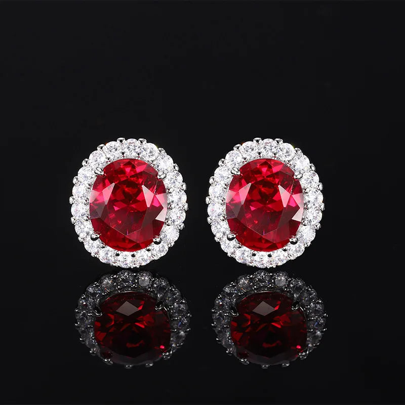 Gemfiori Fashionable Light Luxury Minimalist Jewelry Sunflower Inlaid with Red Zircon Pendant Niche Design Retro Jewelry Set