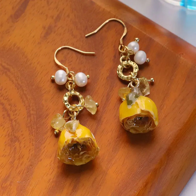Popular European and American Niche Design Sense Rose Earrings, Natural Pearl Temperament Earrings, Women's Fashion Earrings