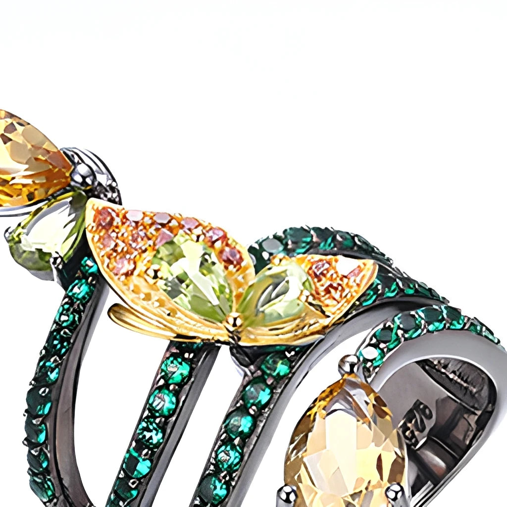 Custom Citrine Stone 925 Sterling Silver Wedding Ring Jewelry with Spinel