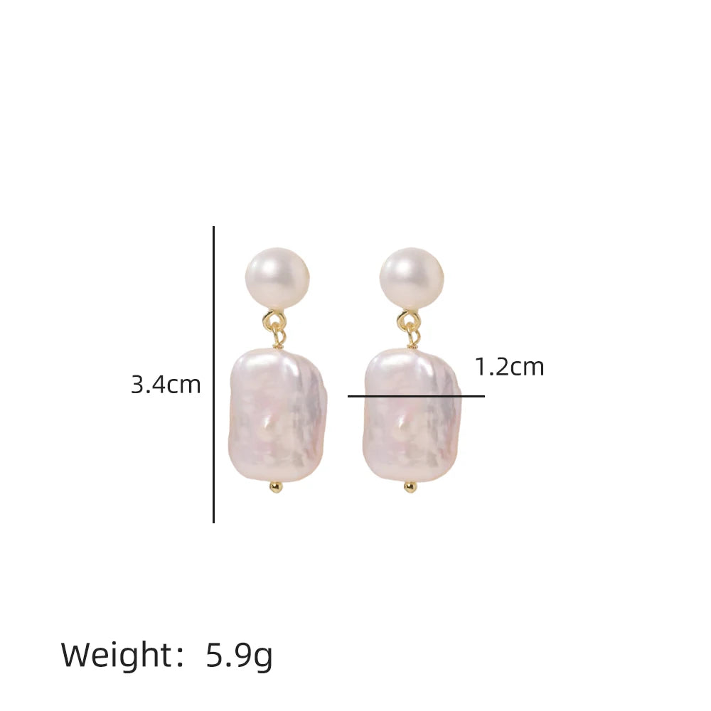 White Natural Freshwater Baroque Pearl Earrings Korean Style Women Luxury Jewelry Fashion Ladies and Girls Gift GE1514