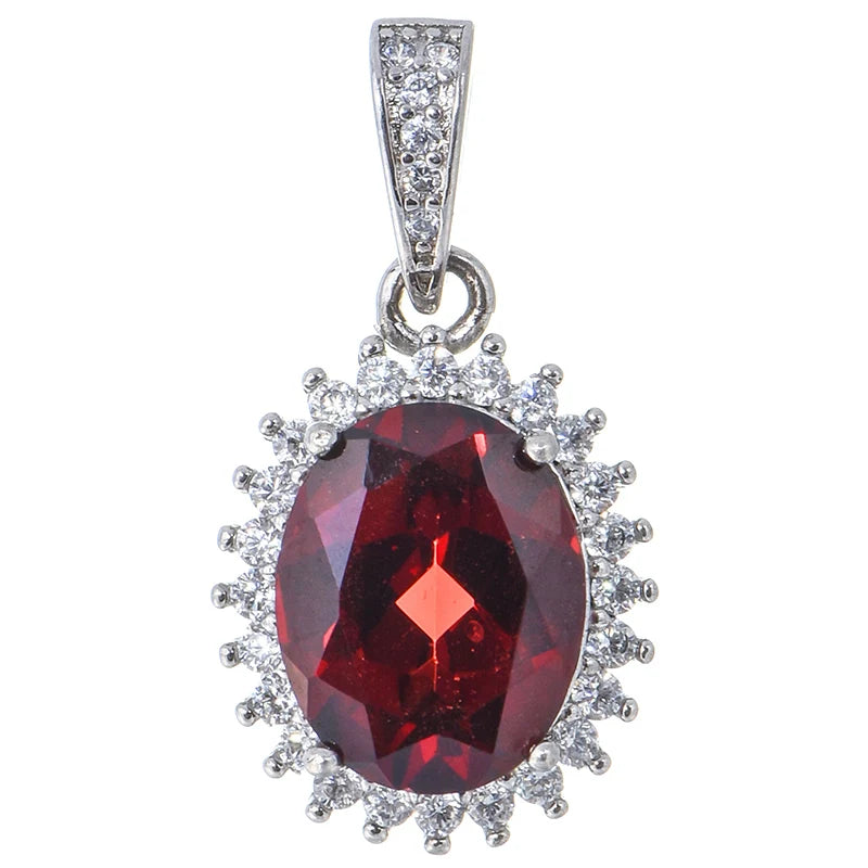 Gioiellieri Natural Stone Minimalist Oval Cut Claw Setting CMA Certified Pendant Necklace Rhodium Plated 925 Sterling Silver Women's Jewelry