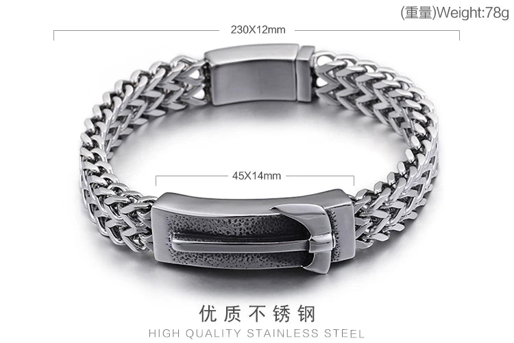 KALEN Spring Clasp Silver Ax Stainless Steel Charm Bracelet Mens