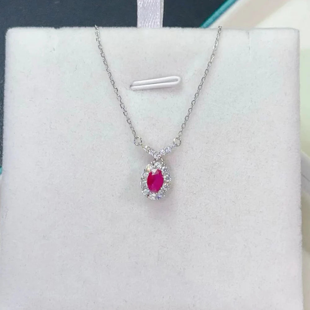 Gioiellieri Natural Ruby Bar Pendant 925 Sterling Silver July Birthstone Necklace Earth Mined Minimalist Modern Gemstone Jewelry