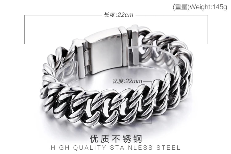 KALEN Chunky Casting Rope Fashion Stainless Steel Bracelet Jewelry