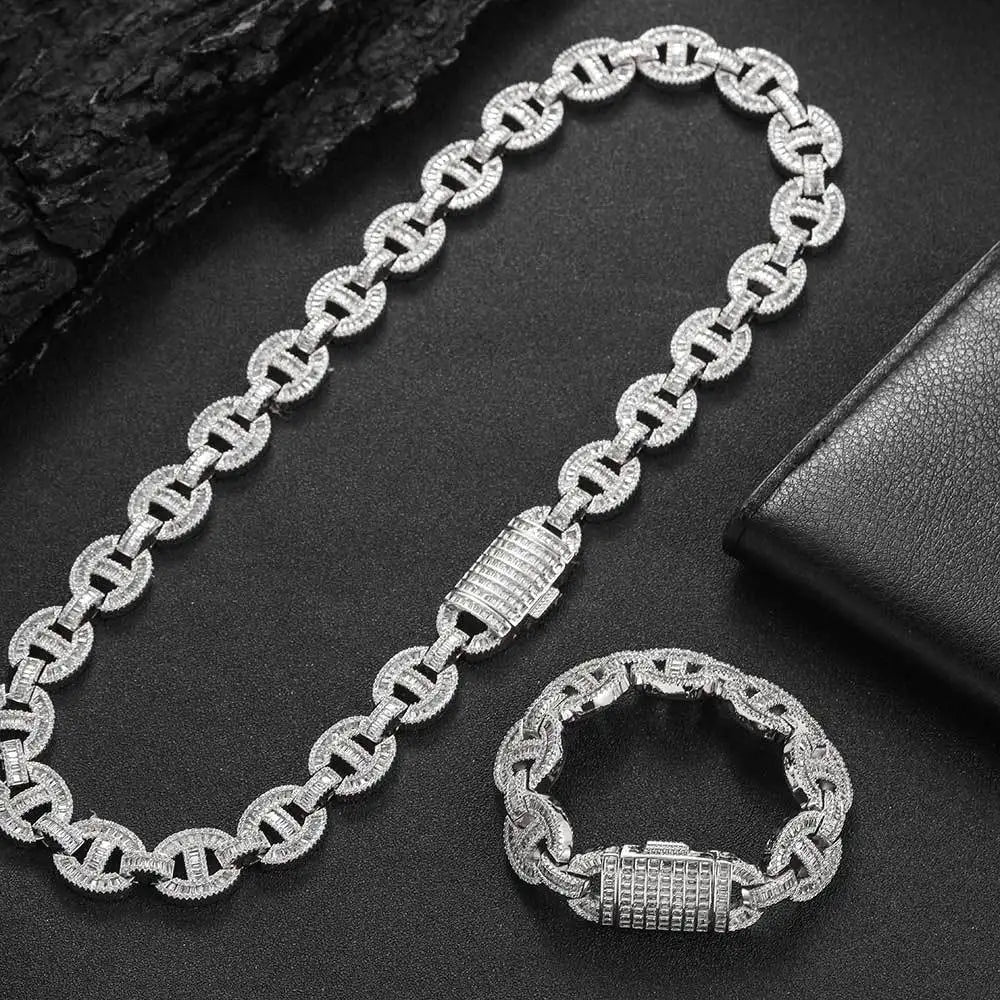 BiG-BOSS Gold Plated Brass Hip Hop Iced Out Micro Paved Cubic Zircon Chunky Miami Cuban Link Chain Jewelry Necklace for Mens