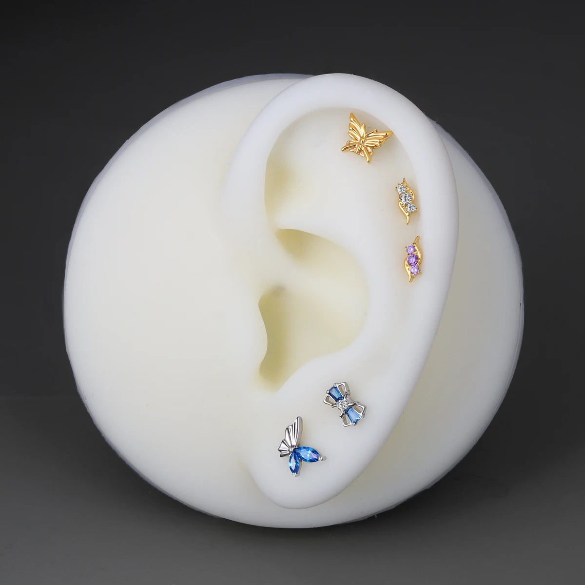 Eternal Metal ASTM F136 Titanium Multi Color CZ Flower Ear Piercing Navel&Labret Jewelry Internally Threaded Ends Tops