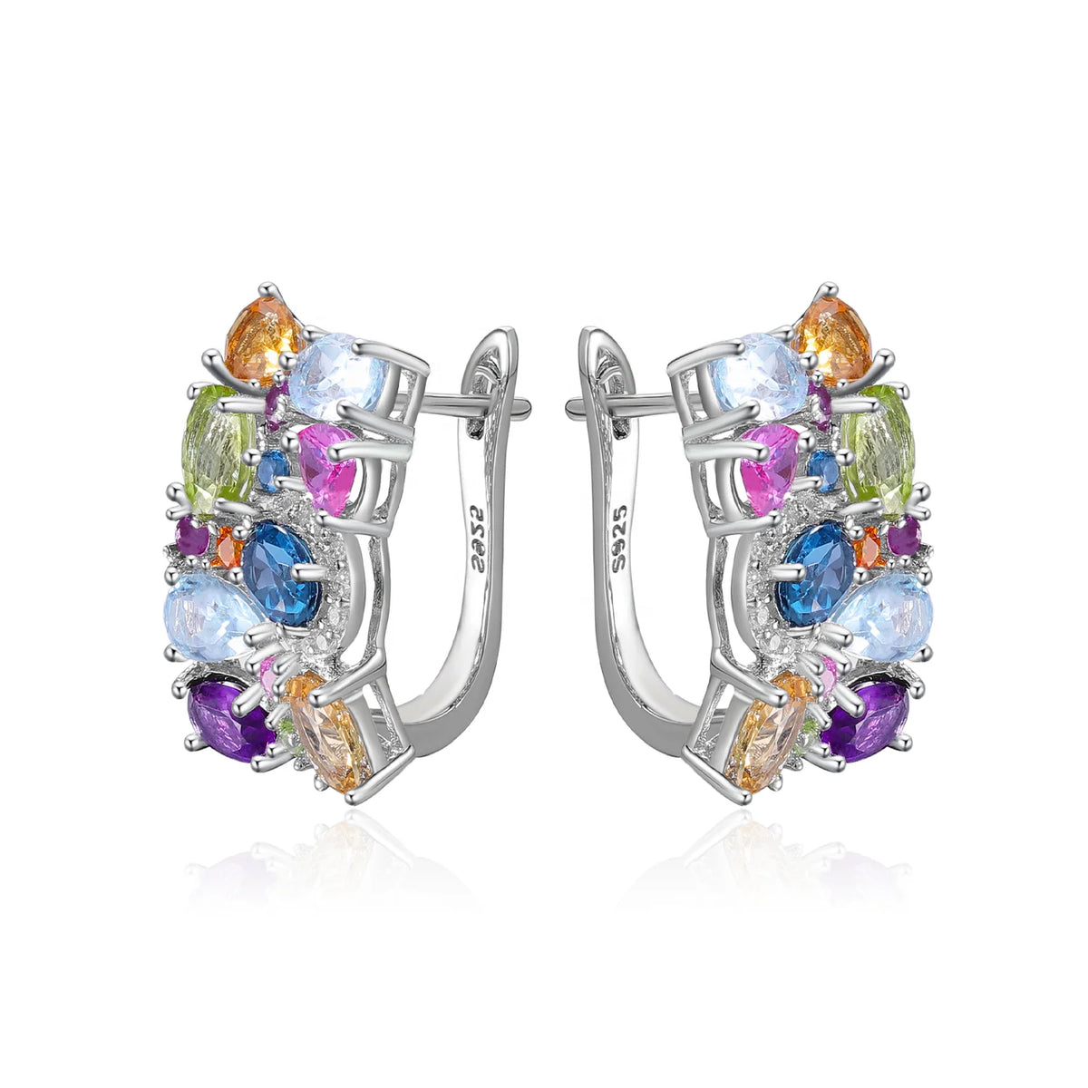 ArtistA A4014 Abding Genuine 100% 925 Sterling Silver Jewelry Set Mix Gemstone Earrings Adjustable Ring
