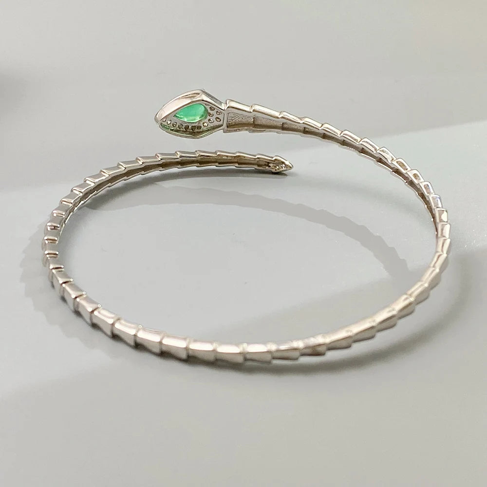 Gioiellieri Sterling Silver Emerald Bracelet with Natural Green Stone for Ladies S925 Fine Jewelry Elegant Gemstone Anniversary Present