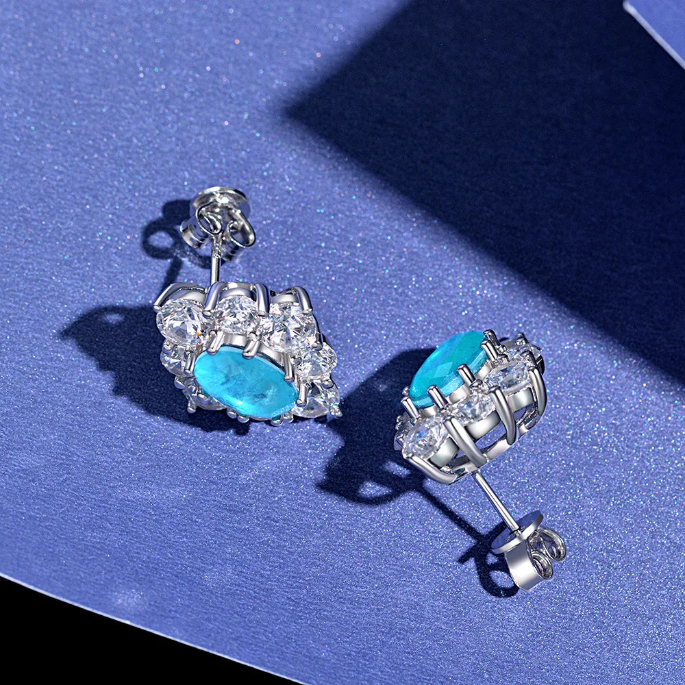 MUSHAN Jewelry Factory 2026 New Model 925 Silver 1.5ct Synthetic 6*9 Stud Earrings European and American Luxury