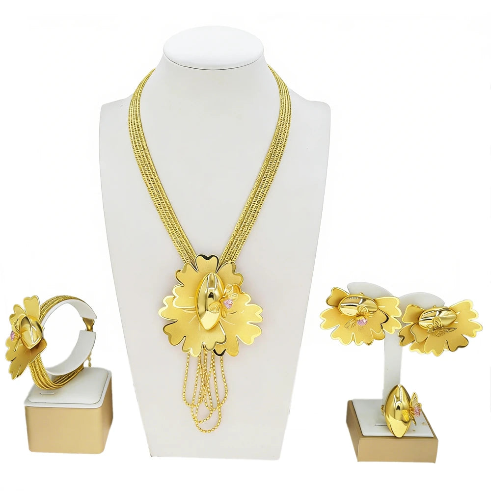 Italian Jewelry Set Alloy Brazilian Jewelry Sets Wedding Party Pendant Necklace Earrings Jewelry Set HK052822