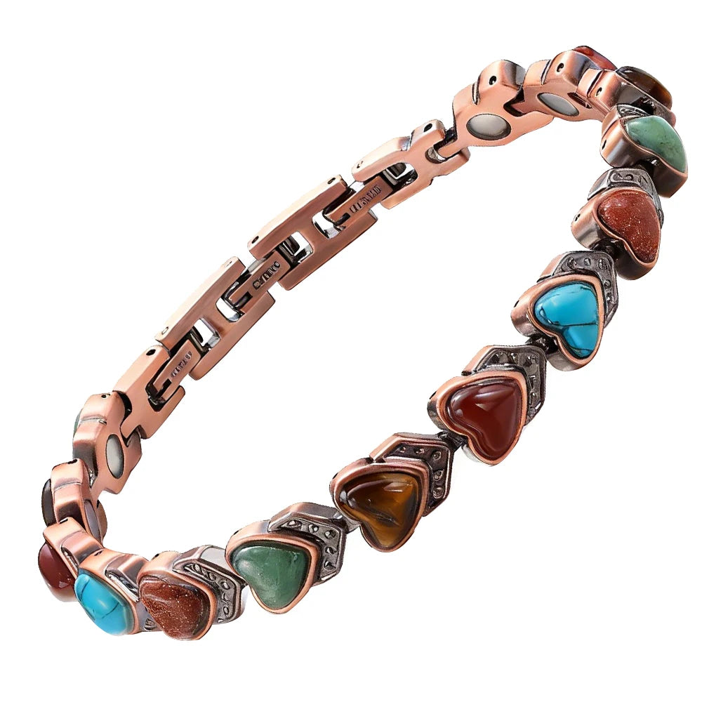 Fashionable Magnetic Inlaid Natural Turquoise Charm Butterfly Design Adjustable Unisex Trendy Bracelet
