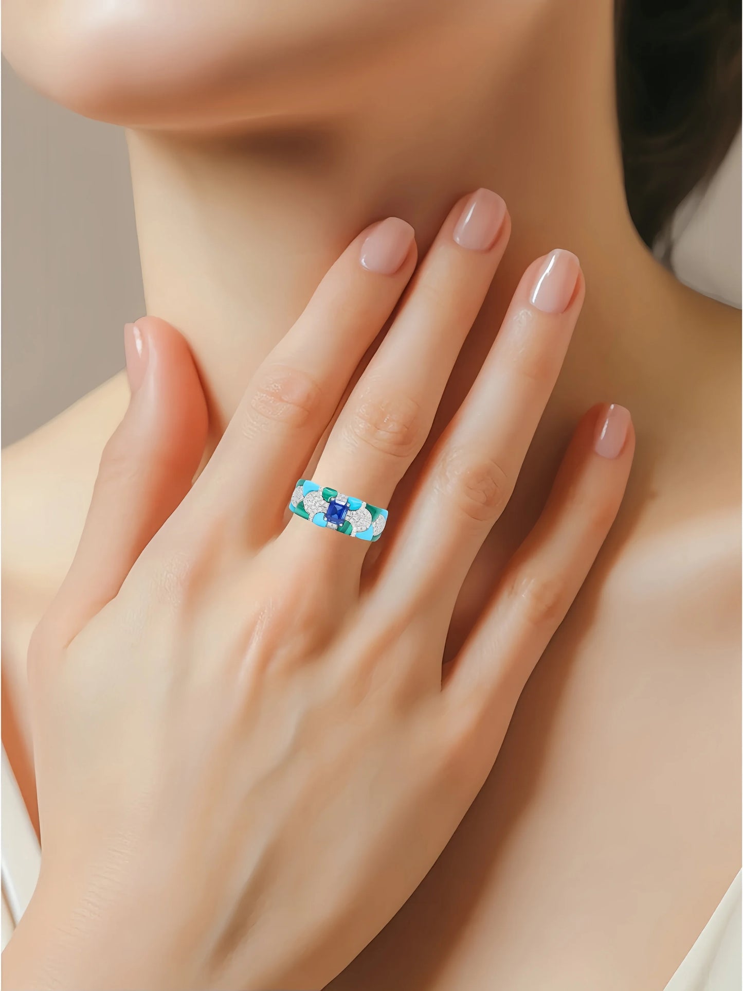 MUSHAN High Quality 925 Sterling Silver Wedding Ring High Carbon Diamond Luxury Pave Setting Blue Color Women's Engagement Ring