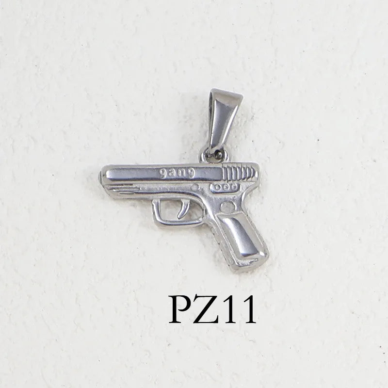 BiG-BOSS Fashion Hip Hop Punk Jewelry 18k Gold Plated Stainless Steel Men Pistol Charm Link Chain Gun Pendant Necklace for Party