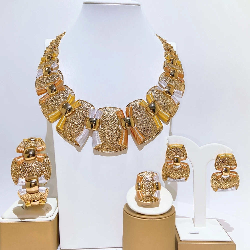 Italian Jewelry Set Alloy Brazilian Jewelry Sets Wedding Party Pendant Necklace Bracelet Ring Earrings Jewelry Set I0151