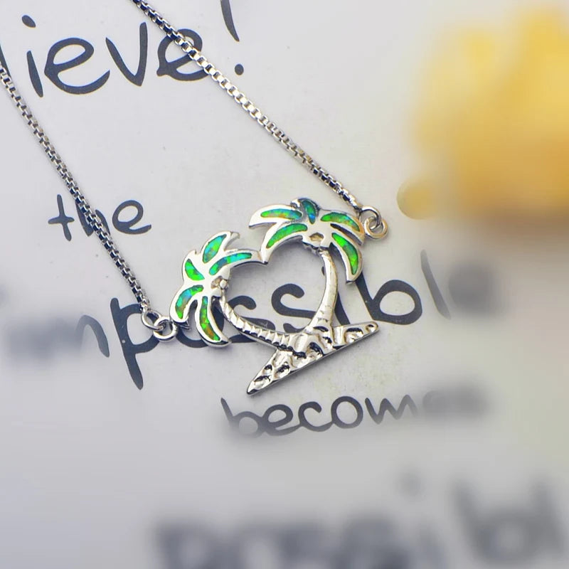 Handmade Platinum Coconut Tree Opal Anklet Gold Silver Plated Luxury Everyday Wear Jewelry for Women Wholesale