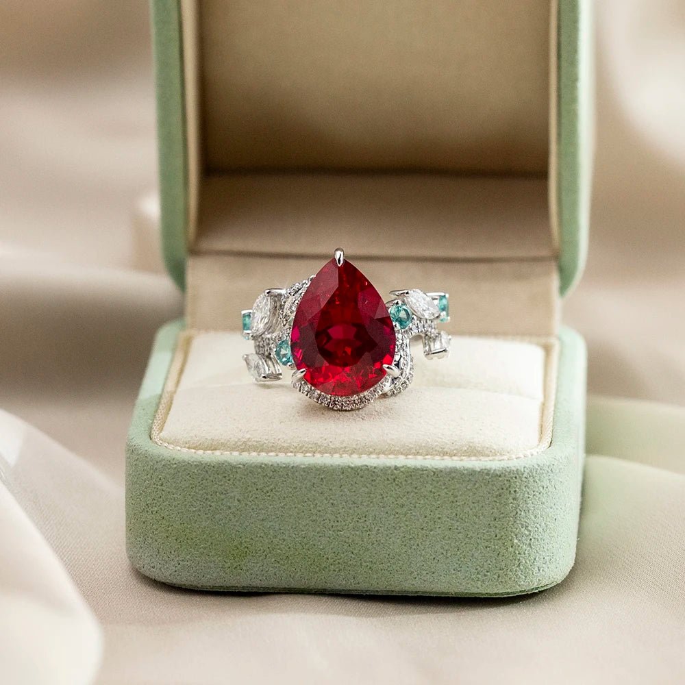 Gemfiori Messi Jewelry MSR-1539 Luxury PT 950 Stackable Ring Lab Gemstone