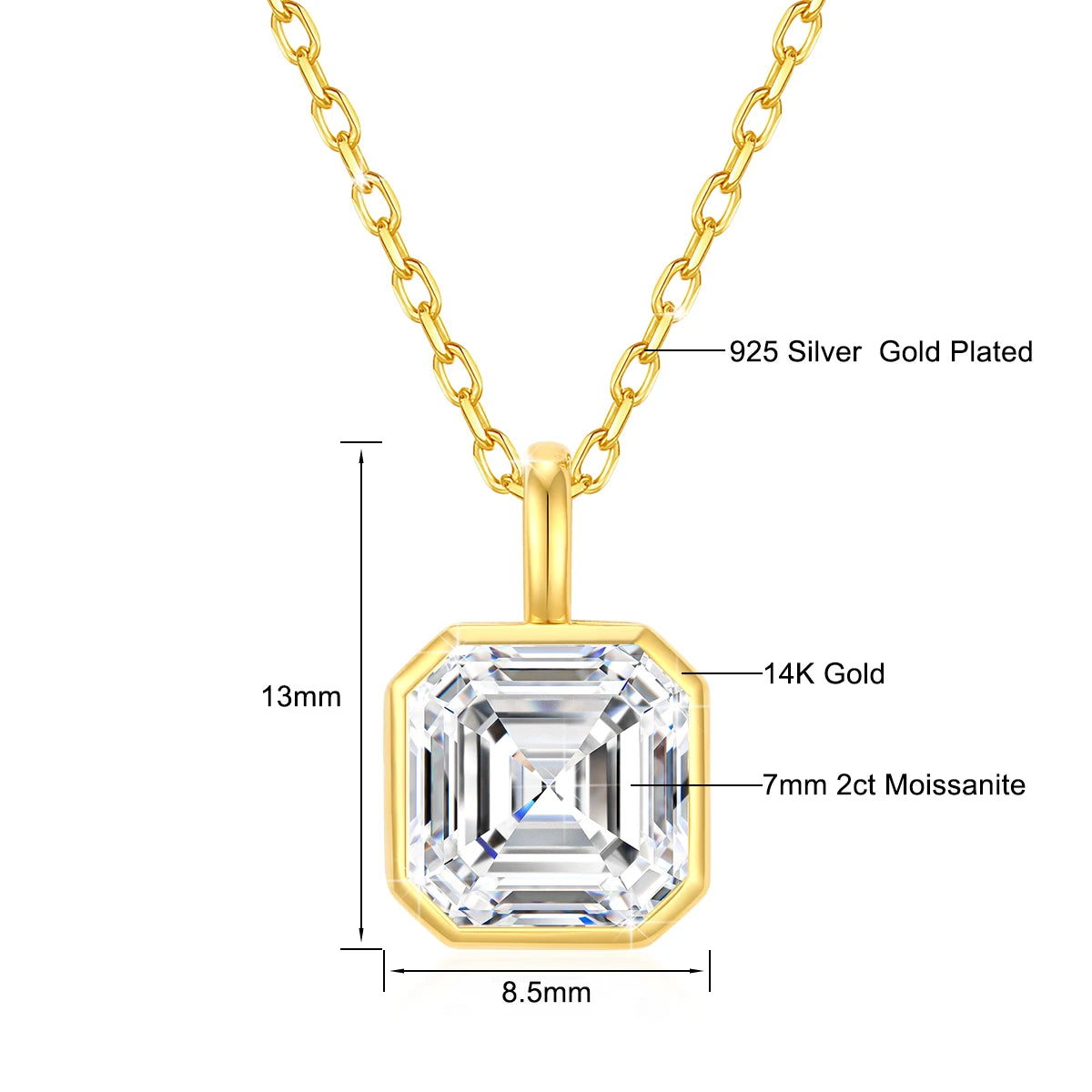 Gioiellieri Luxury Woman Fine Jewelry Engagement Wedding 2ct Asche Moissanite Diamond Pendant Hollow 14K Original Golden Jewelry