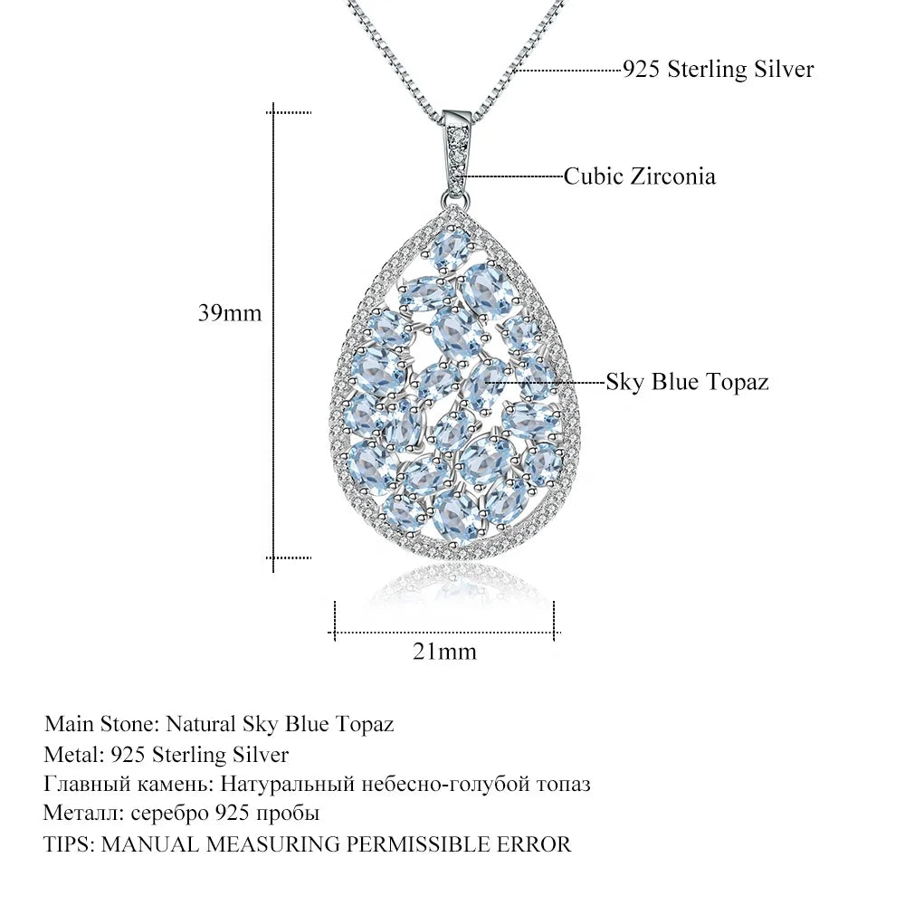 ArtistA A852 Abiding Factory Dainty 925 Silver Pear Waterdrop Shape Fancy Oval Cut Natural Sky Blue Topaz 3 Piece Jewelry Set