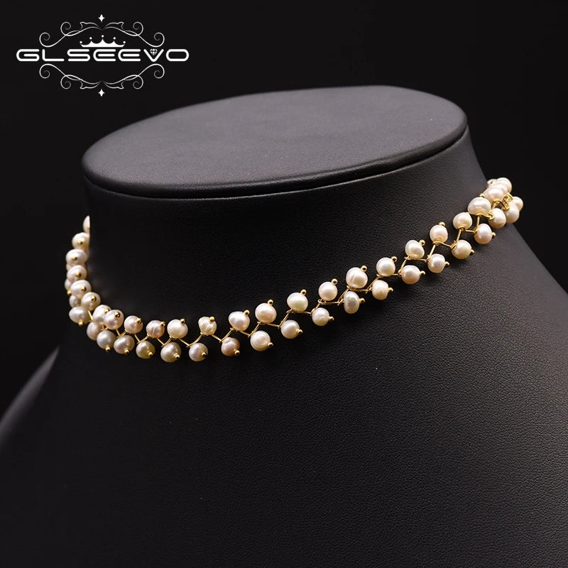 Handmade Beaded Tassel Choker Necklace for Best Friend Natural Freshwater Pearl Luxury Jewelry