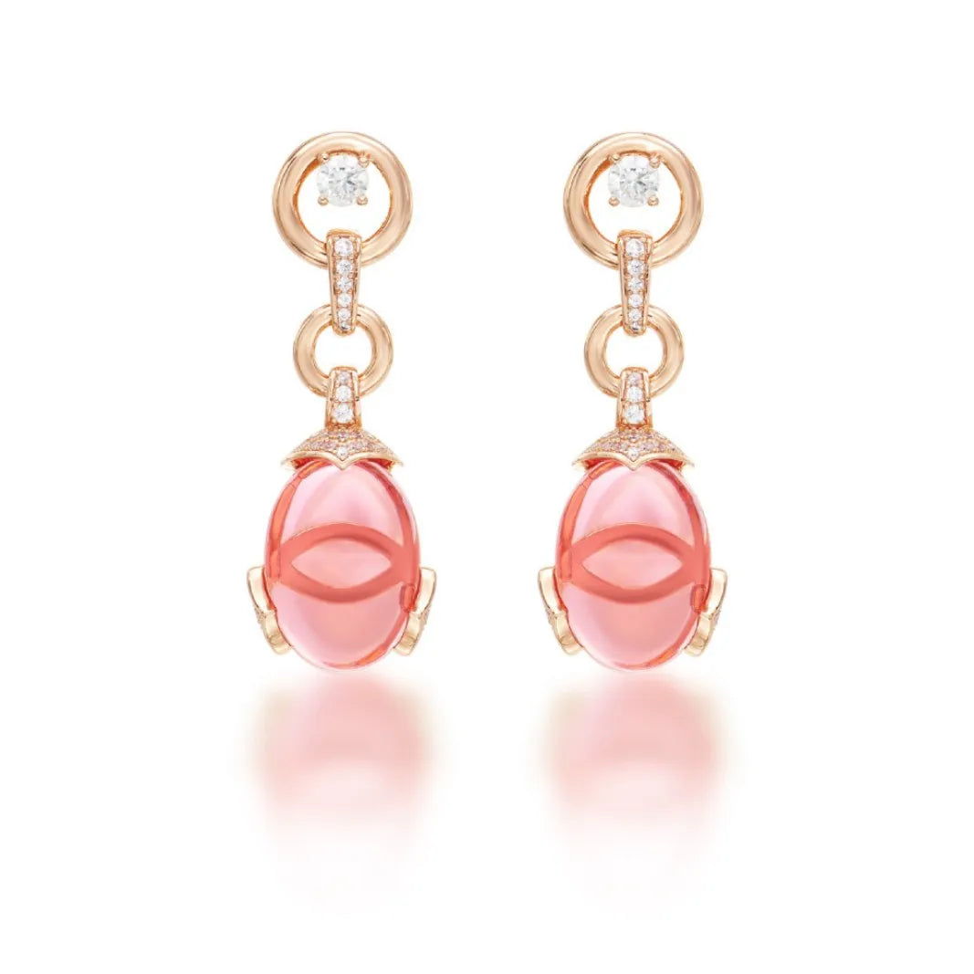 Luxury Snake Design Rose Gold Multicolour Zirconia Long Necklace & Earrings Set