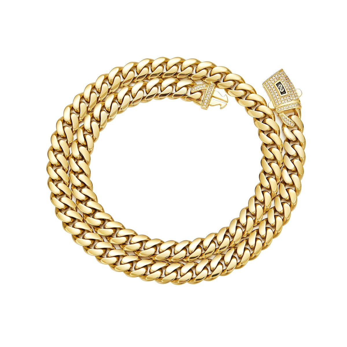 S&S 14K Gold Plated Stainless Steel Flat Cuban Monaco Link Chain Necklace — S&S Collection