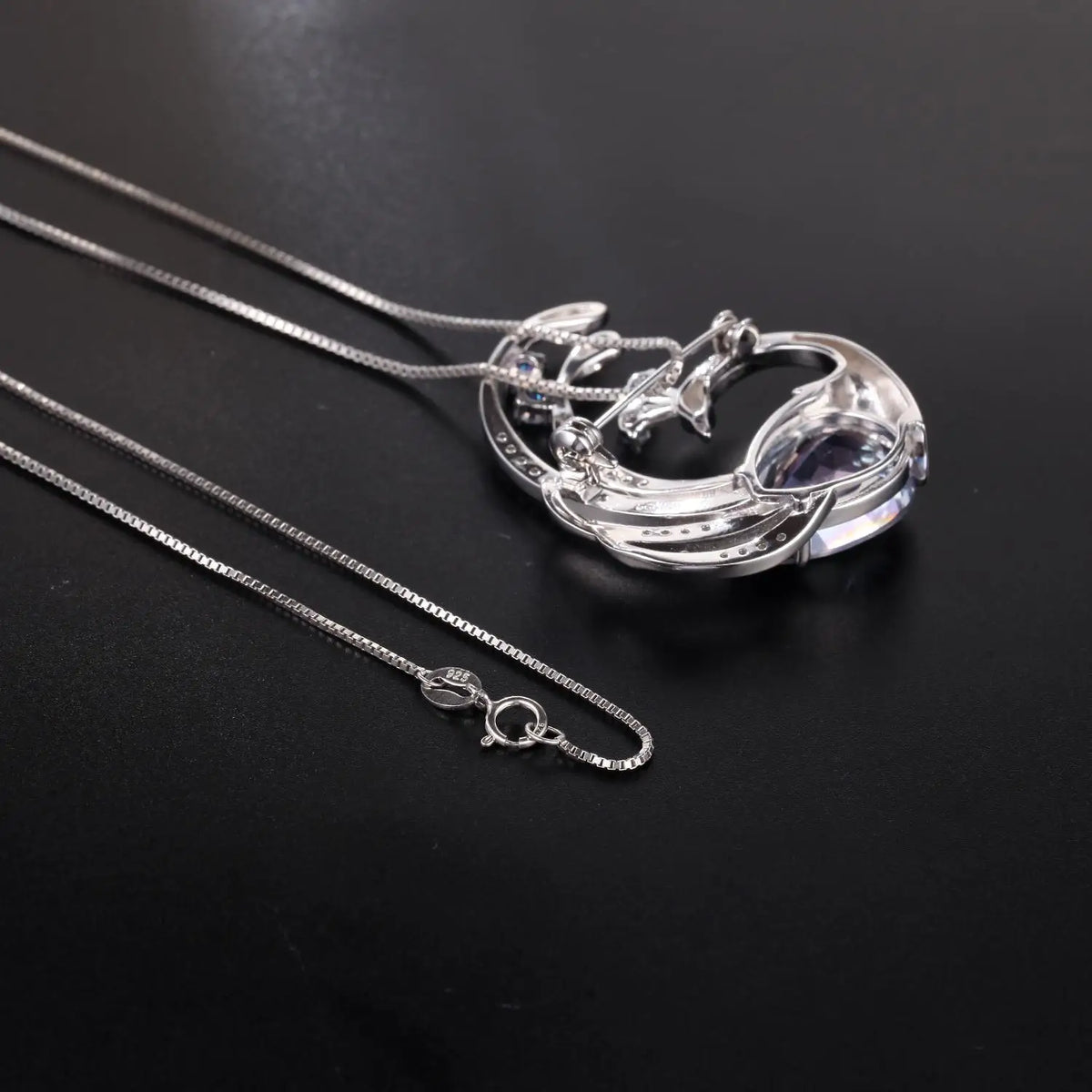 ArtistA C2979 Abiding Hot Sale Cute Design Good Price Natural Gemstone Mystic Quartz 925 Silver Two Usage Peacock Pendant Brooch Pin