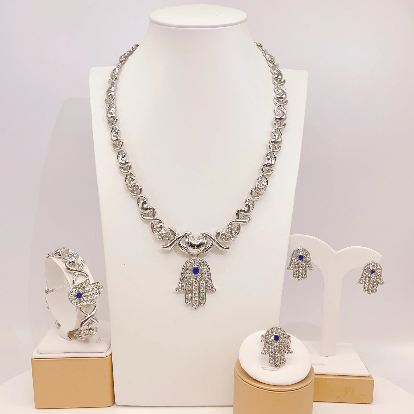 Zhuerrui Available African Gold Luxury Jewelry Sets Silver Beads Necklace Jewelry Set Cheap Women's Costume Accessories X0200