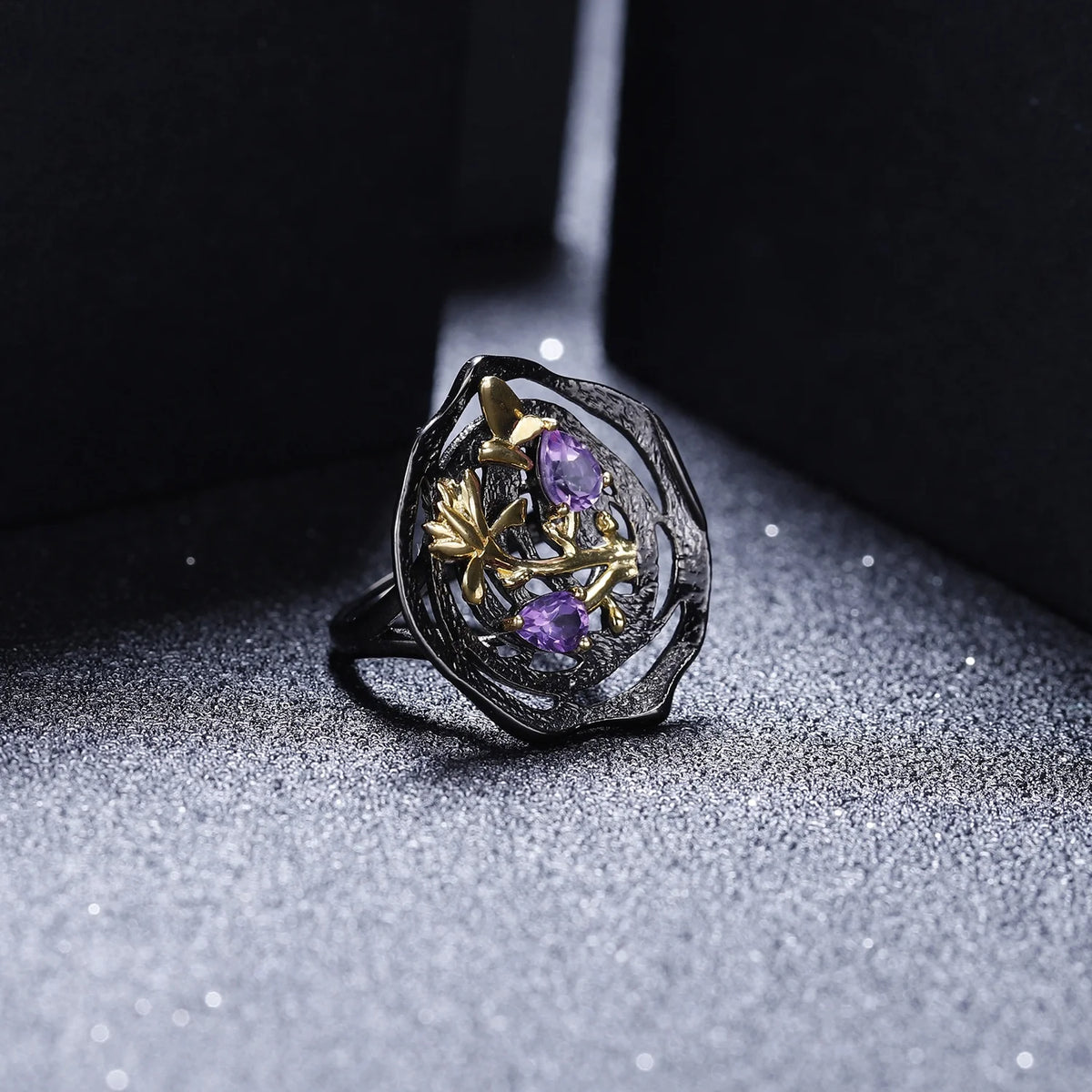 ArtistA Abiding Fine Jewelry Manufacturer Original Design Geometric Flower Natural Amethyst Gemstone 3Pieces Jewelry Set for Women S925