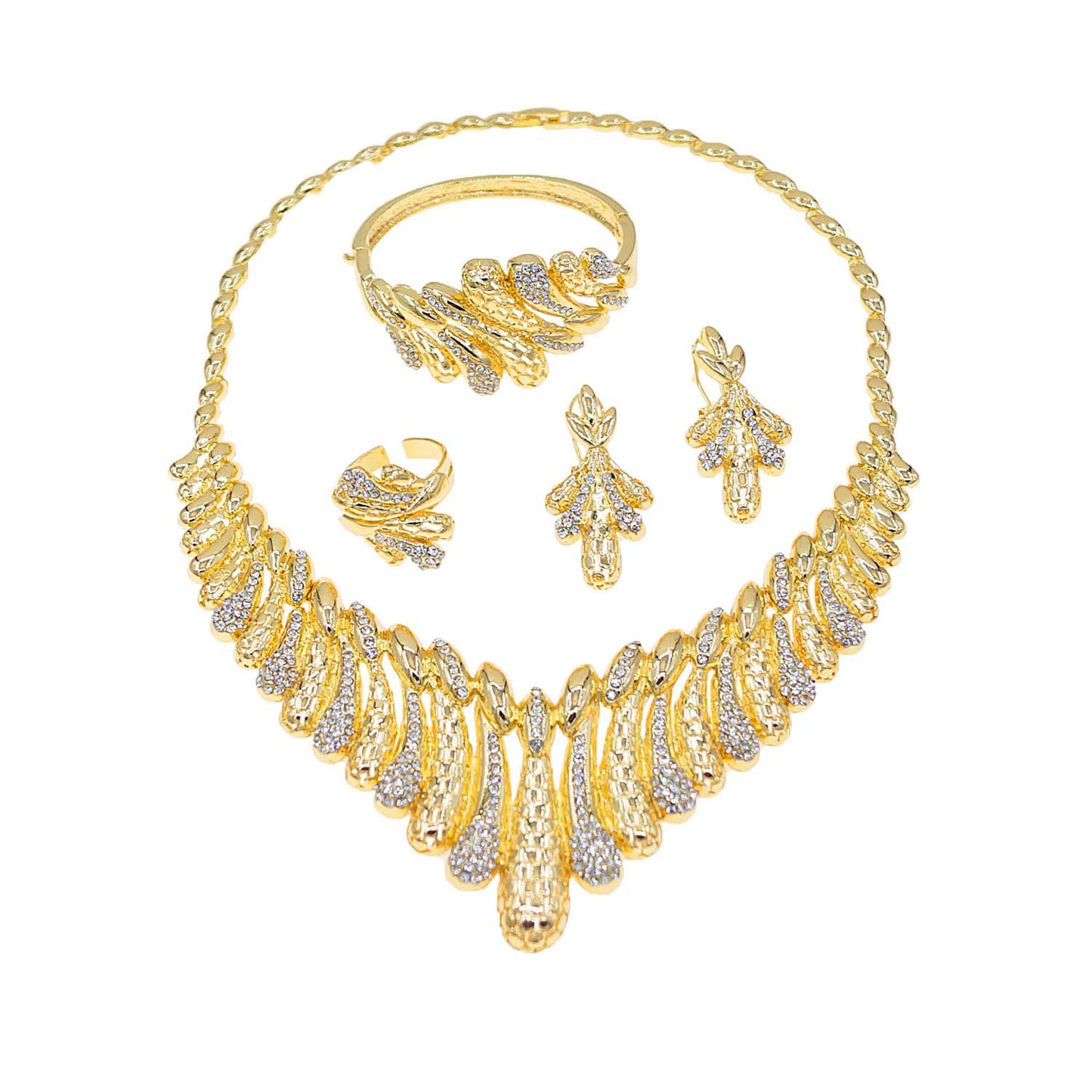Zhuerrui Fashion New Jewelry Four Sets of Gold-Plated Chain Heavy Industry Classic Atmospheric Earrings Trend JewelryHN201101