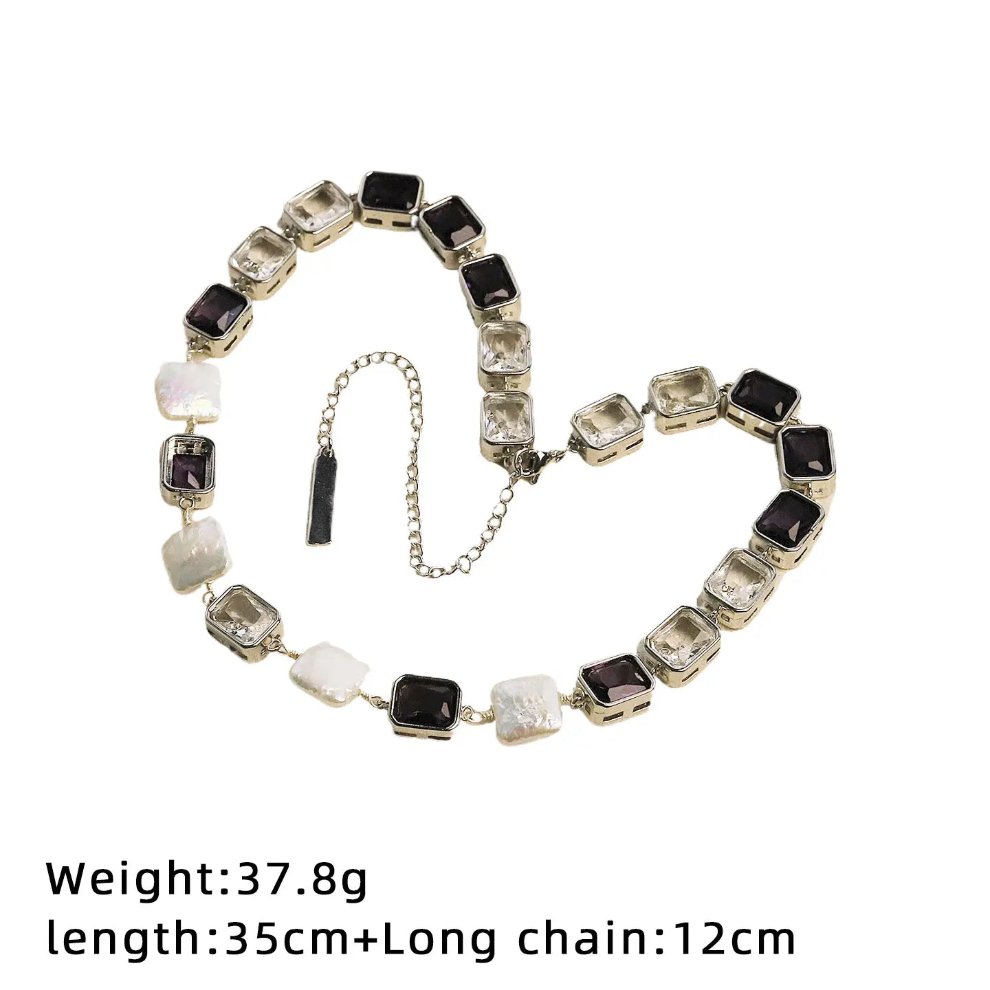 Square Baroque Freshwater Pearl Glass Beaded Choker Necklace for Women Daily Wear Banquet Retro Pearl Necklace Fashion Jewelry