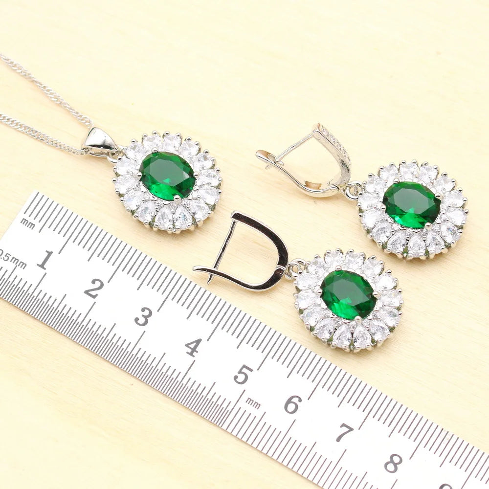 XOTICA 2022 New Green Cubic Zirconia Vintage Jewelry Sets Women Platinum Plated Copper Alloy Bracelet Earrings Engagement Gift Wedding