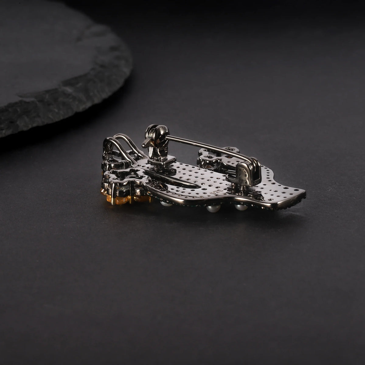 ArtistA Abiding Fine Jewelry Trendy Cactus Plant Citrine Flower Freshwater Pearl 925 Sterling Silver Brooch Pendant for Women