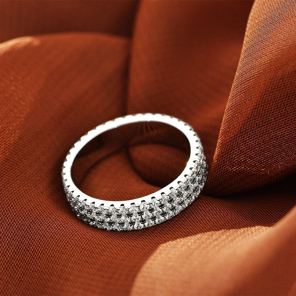MuShan Jewelry New 2026 1.5mm Neutral Wedding Ring S925 Sterling Silver Platinum Plated High Carbon Diamond Luxury Pave Party