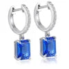 Gemfiori Classic 925 Sterling Silver Rhodium Plated Pendant Earrings with Lab Grown Emerald Cut Stones Women's Gift