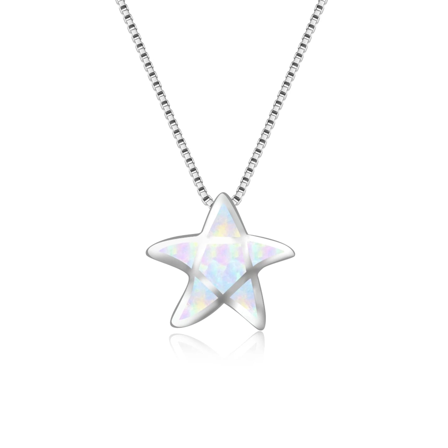 TikTok INS Wind Hawaii Beach Explosion Brass Opal Five-Pointed Star Necklace Cute Style Children's Wholesale Inlaid Charms