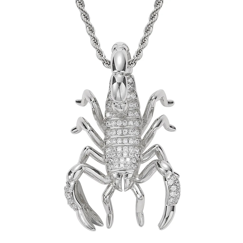 BES Trending Hip Hop Jewelry Minimalist 3D Scorpion Pendant Necklace 14K Gold Plated Iced Out Zircon Pendants for Men