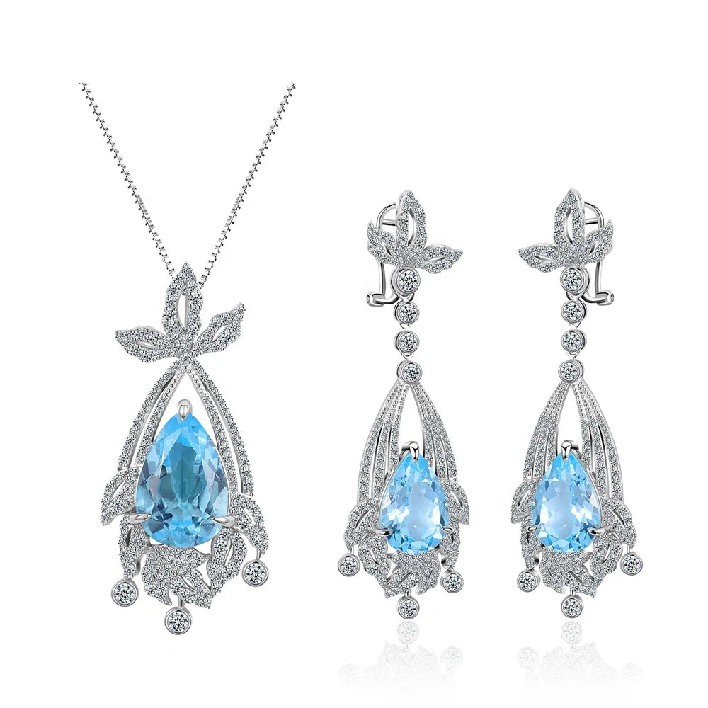 ArtistA ZL0065 Abiding Shining Girl Jewellery 925 Silver Natural Citrine Amethyst Sky Blue Topaz Bridal Jewelry Set at Price
