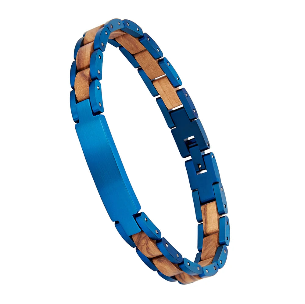 REBEL Vintage Luxury Wooden Bead Stainless Steel Chain & Link Bracelet Gift Custom Jewelry Manufacturer