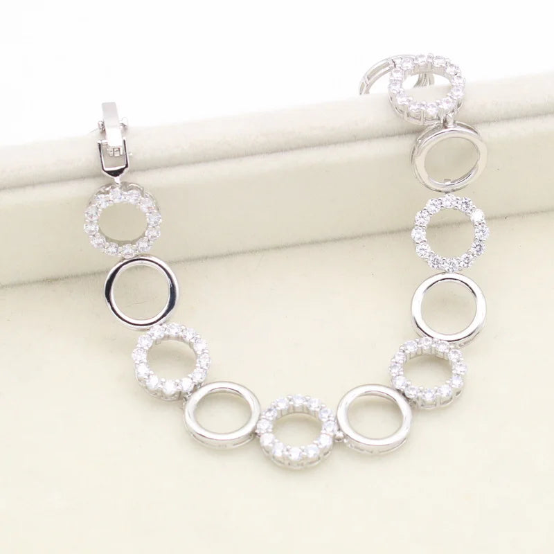 XOTICA 925 Silver Jewelry Set White Gold Bridal Wedding Dress for Women Zirconia Necklace Earrings & Bracelet for Party
