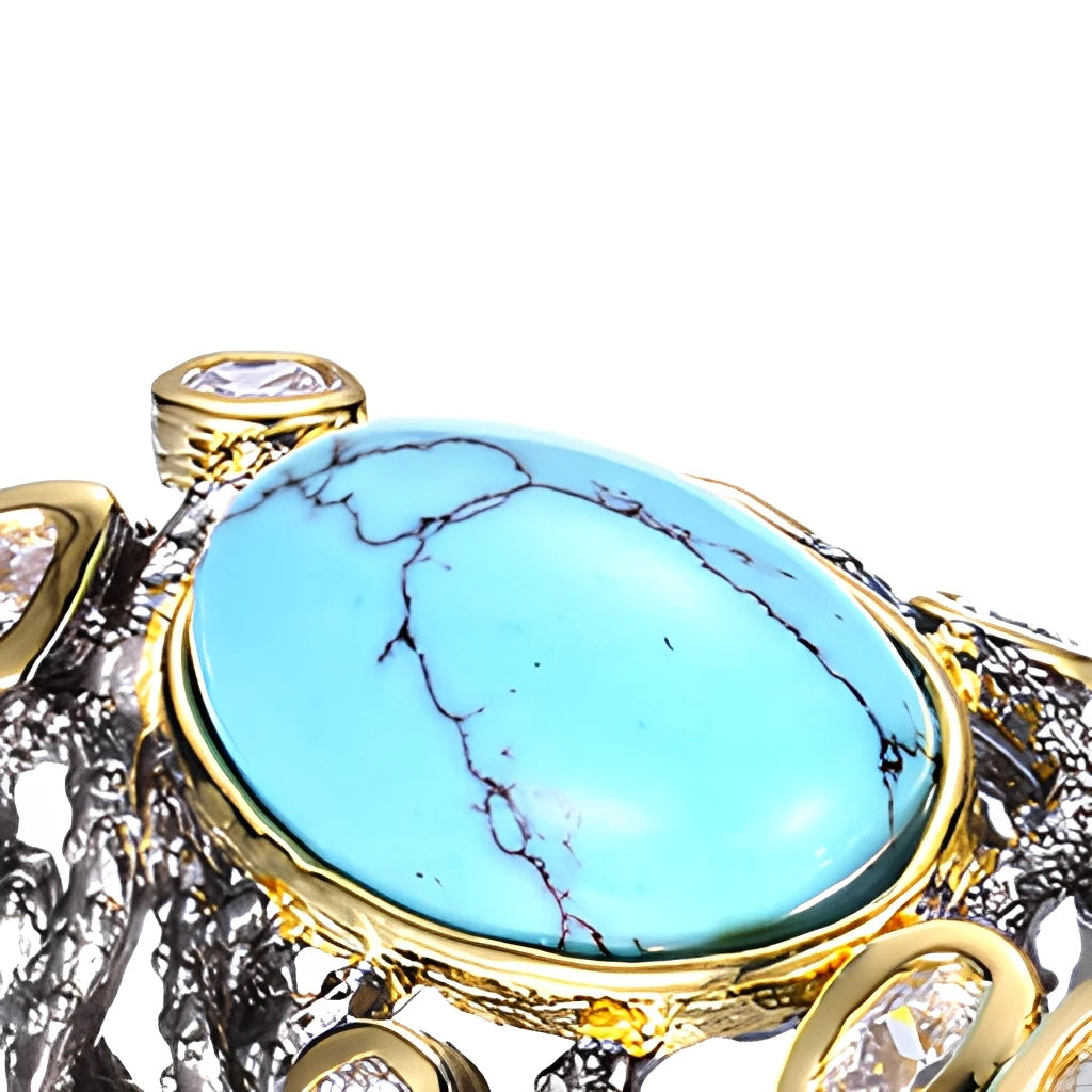 Custom Handmade Synthetic Turquoise 925 Sterling Silver Jewelry Ring
