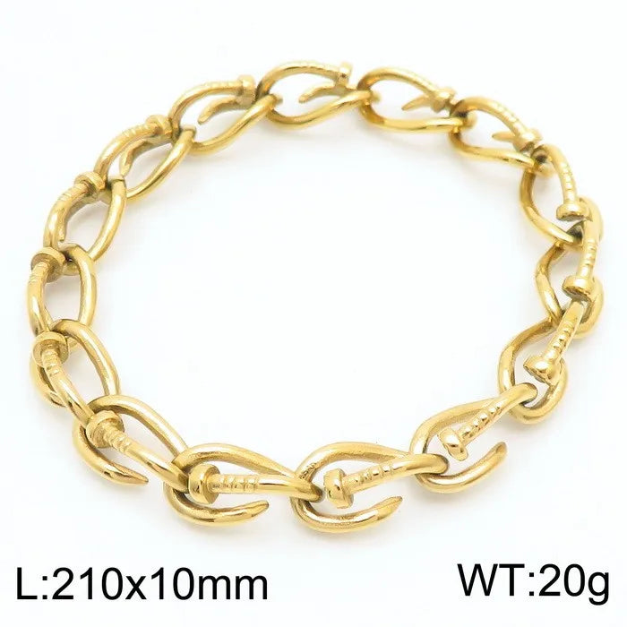 KALEN Unisex Fine Jewelry Fashion Bracelets Punk Stainless Steel Twisted Nail Links Bracelet Women