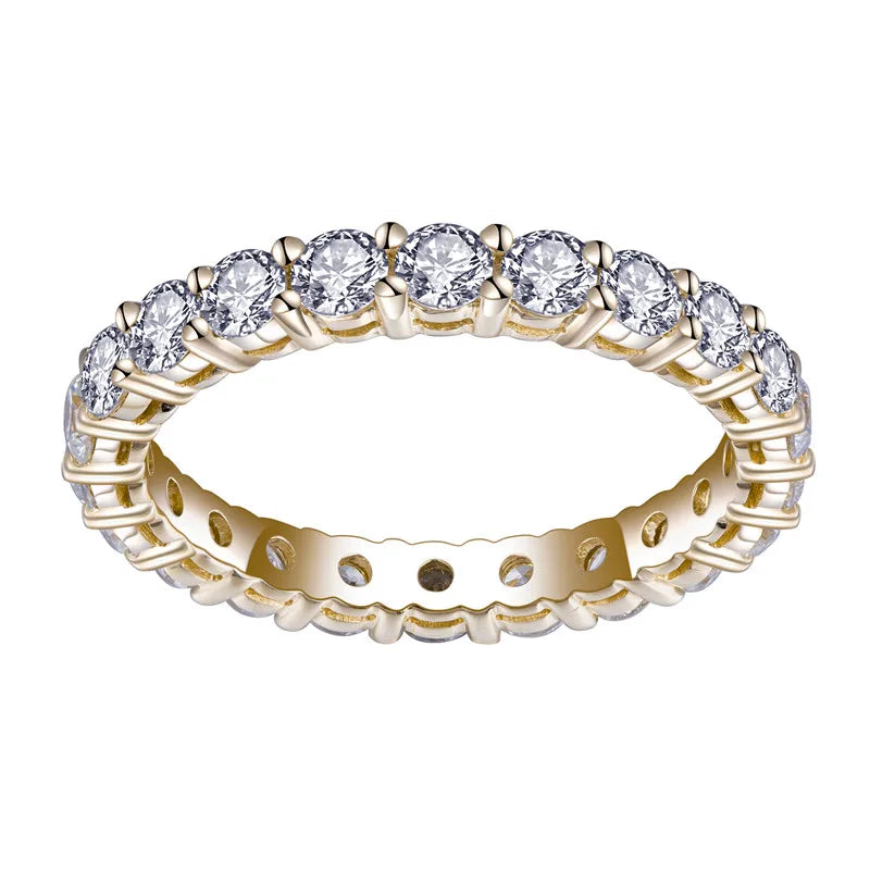 Gemfiori MSR-308 10K 14K 18K Gold 3mm Round Lab Grown Diamond Eternity Ring Jewelry Lab Grown Diamond Eternity Band