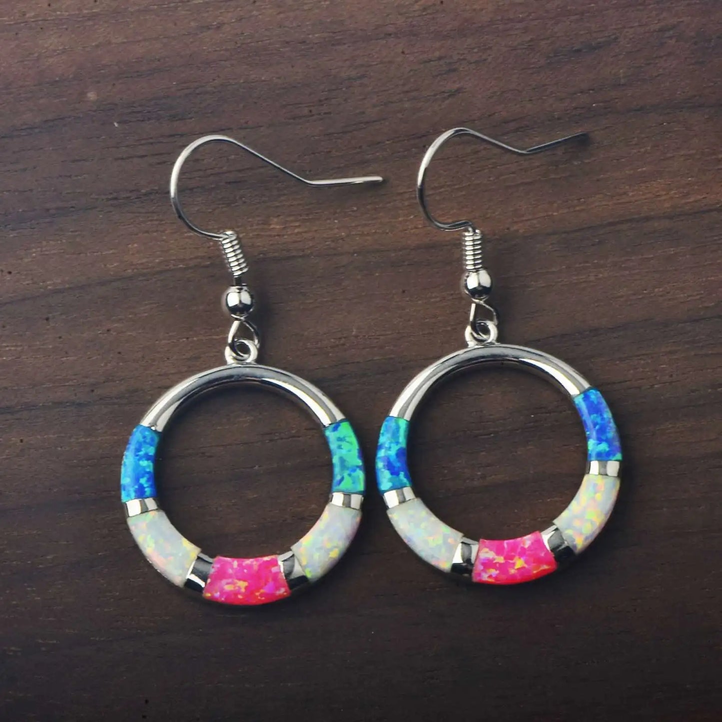 Tropical Ocean Round Opal Earrings Beachy Cute Style TikTok Viral Jewelry for Girls