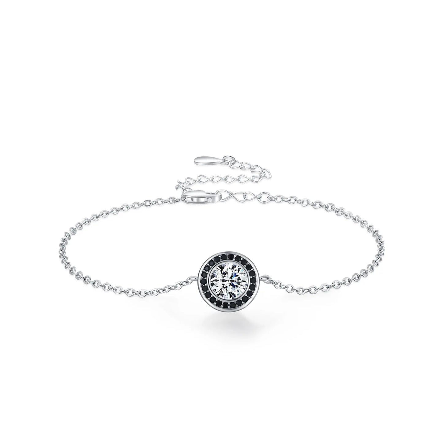 Affordable Luxury Vintage 925 Sterling Silver Black White Diamond Earring Bracelet Fashion Punk Set Jewelry Gift Set