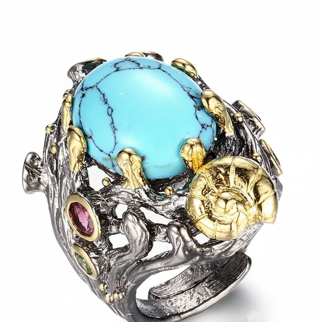 Thailand 925 Sterling Silver Adjustable Gold Plated Designs Ring