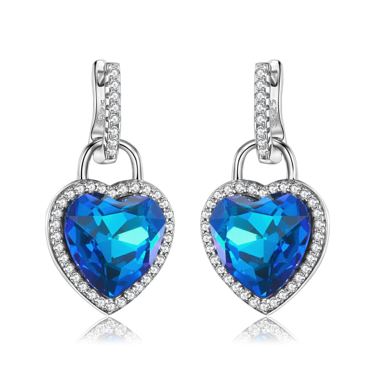 S&S Heart of the Ocean 925 Silver Zircon Jewellery Set | Necklace & Earrings | S&S Collection