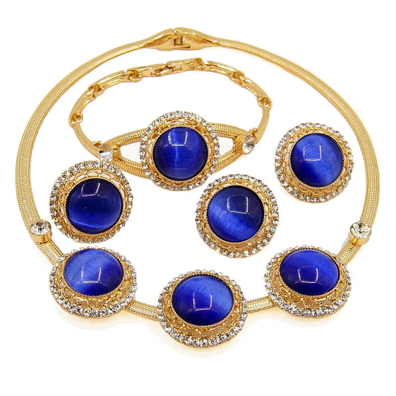 Zhuerrui Brazilian Gold Beads Pendant Necklace Copper Jewelry Set for Women African Party Bride Elegant Bold Accessories